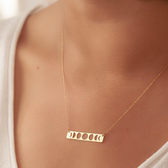 LAST ONE Rose Gold Phases of Moon Necklace - Picture 3 of 8